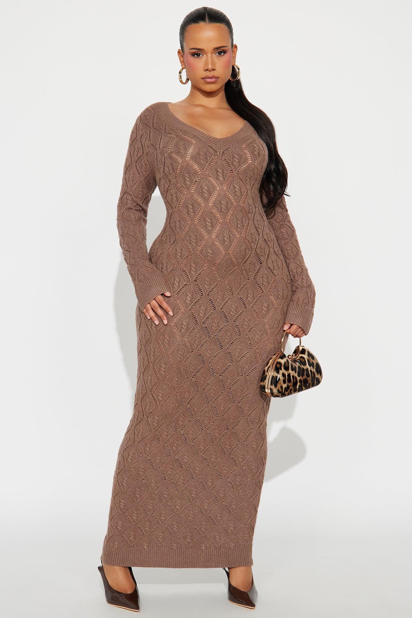 Oriana Sweater Maxi Dress - Brown Female Product Image