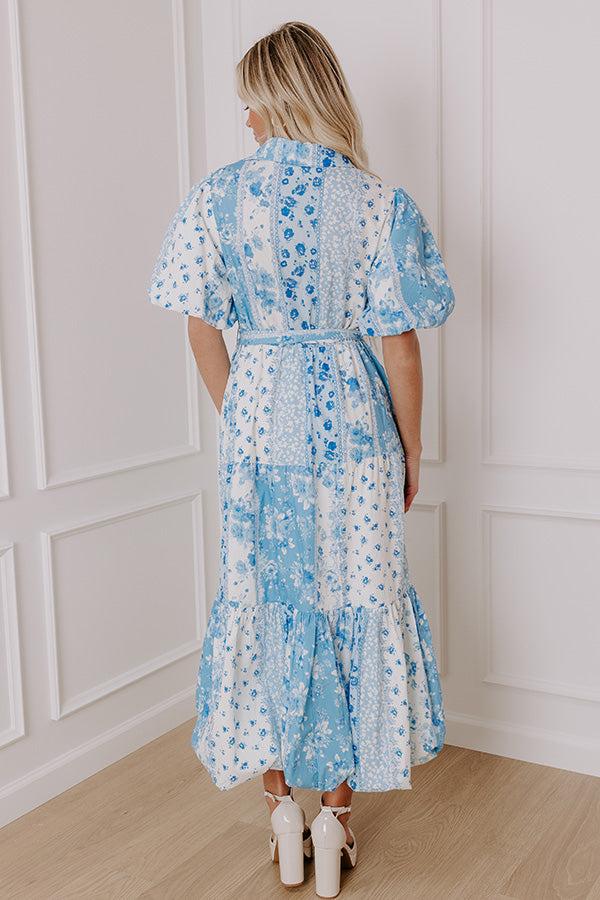 Love-Struck Floral Midi Dress in Sky Blue Product Image