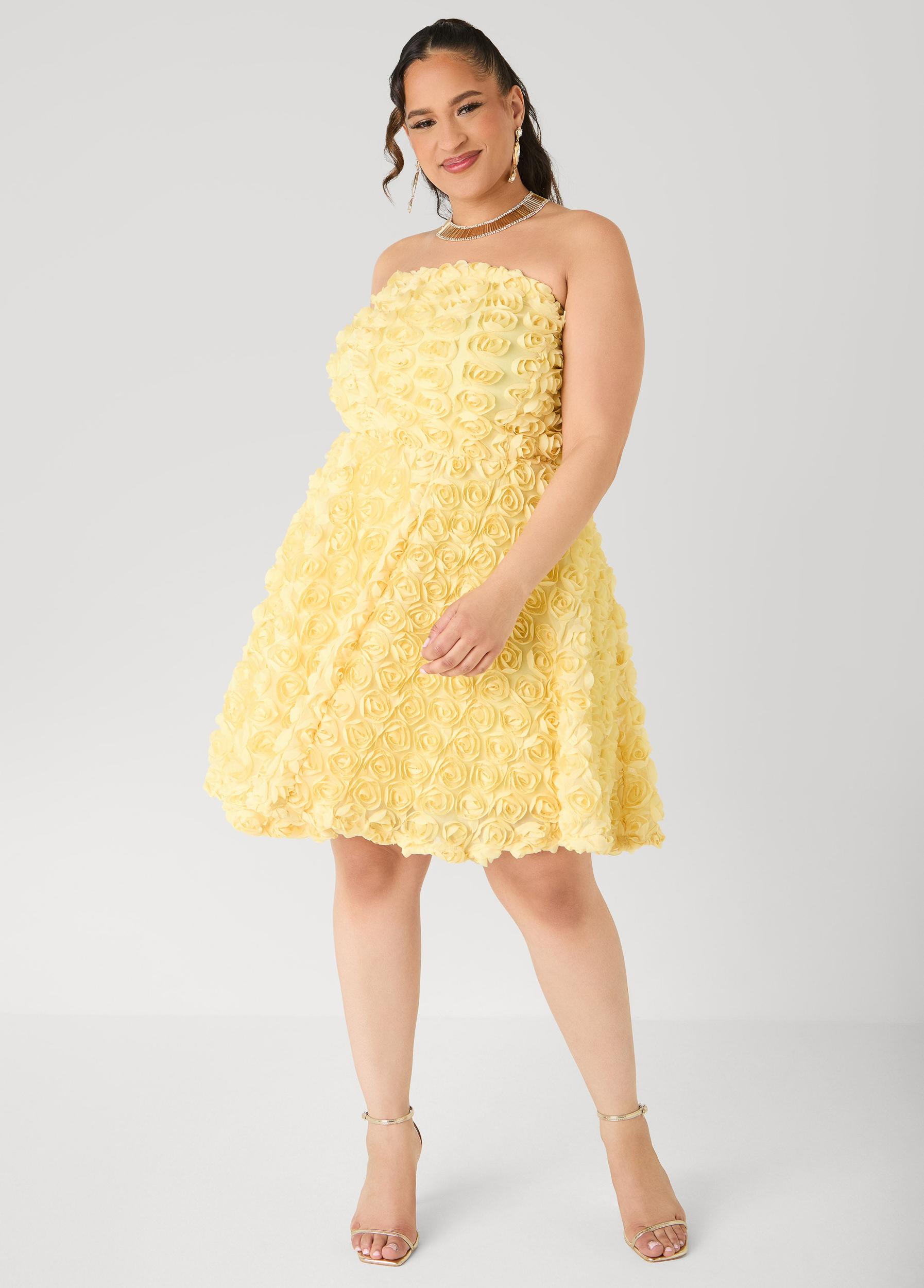 Strapless Rosette A Line Dress Product Image