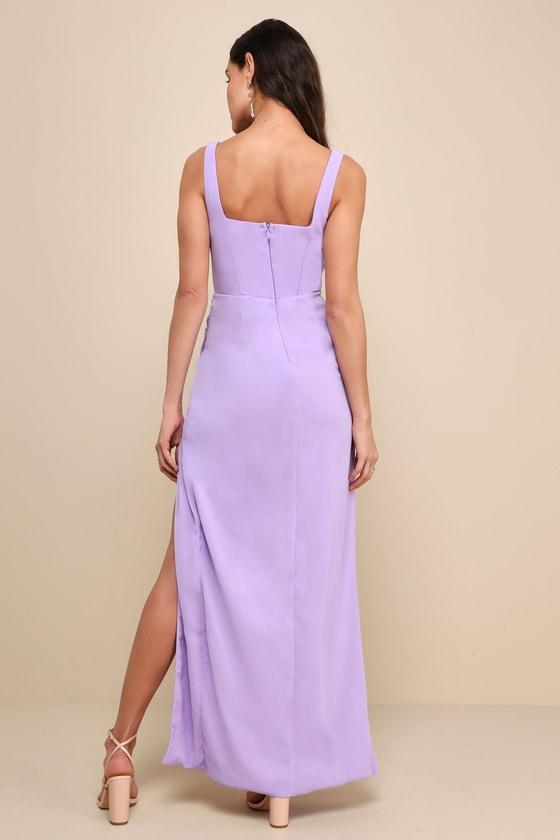 Glamorous Disposition Lavender Ruched Maxi Dress Product Image