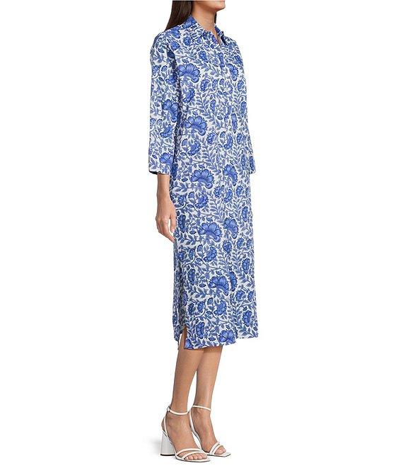 Jude Connally Kallan Sapphire Garden Print Point Collar Shift Midi Dress Product Image