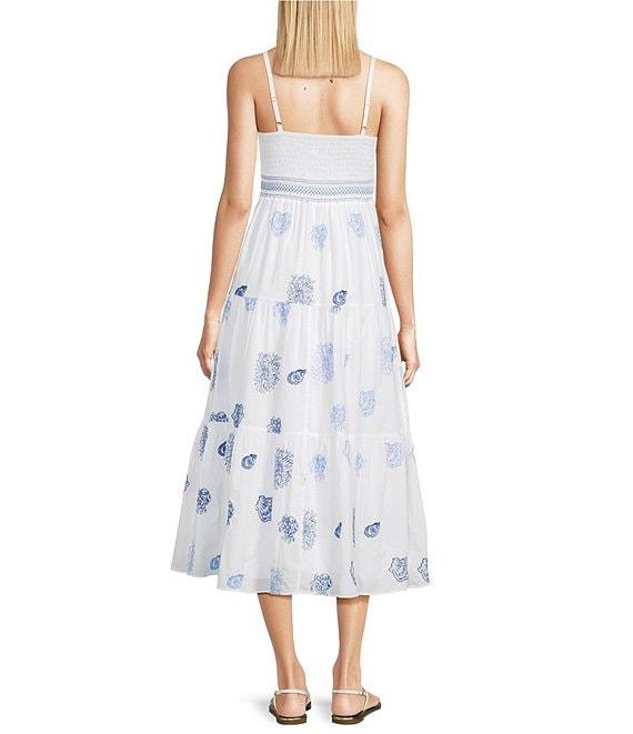 Lilly Pulitzer Zanna Castaway Embroidery V-Neck Sleeveless Fit-And-Flare Midi Dress Product Image