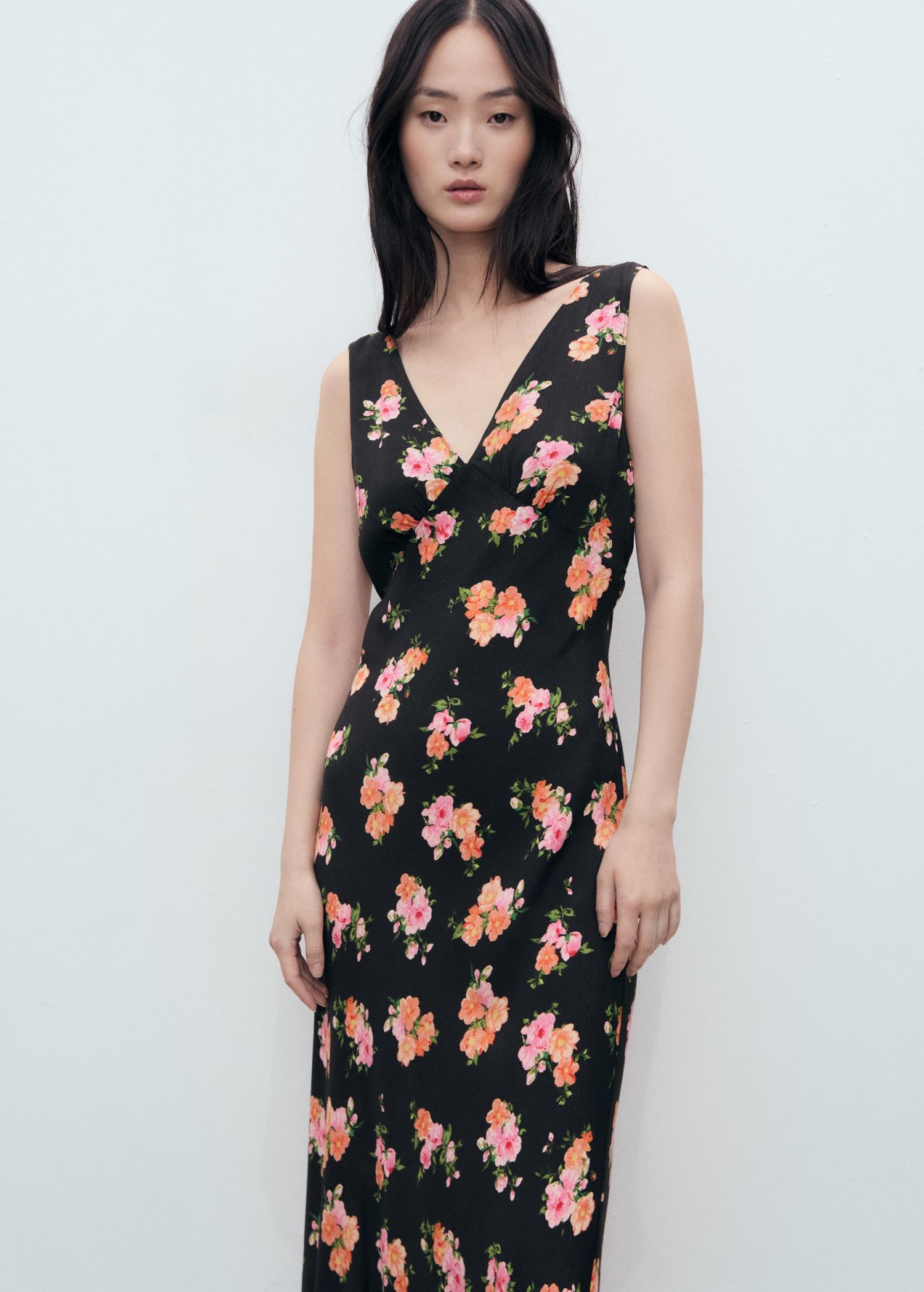 Long floral dress - Women | MANGO USA Product Image