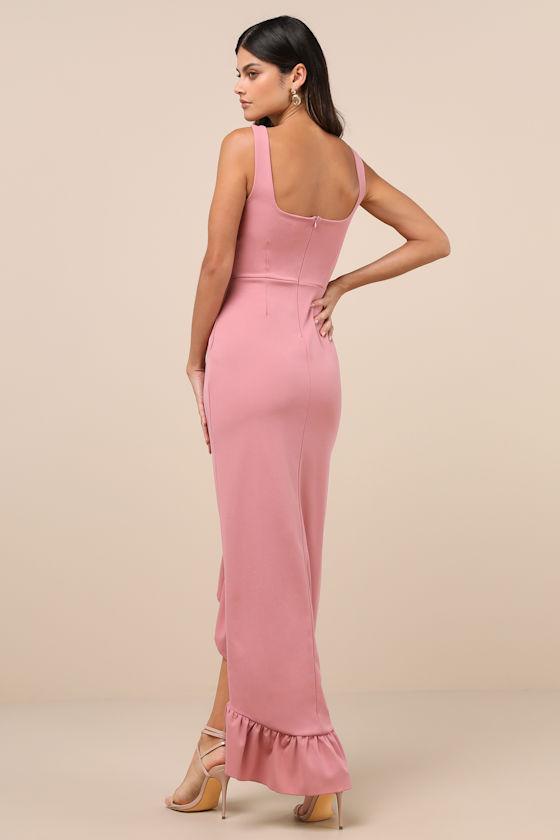 Immaculate Excellence Pink Sleeveless Ruffled Tulip Maxi Dress Product Image