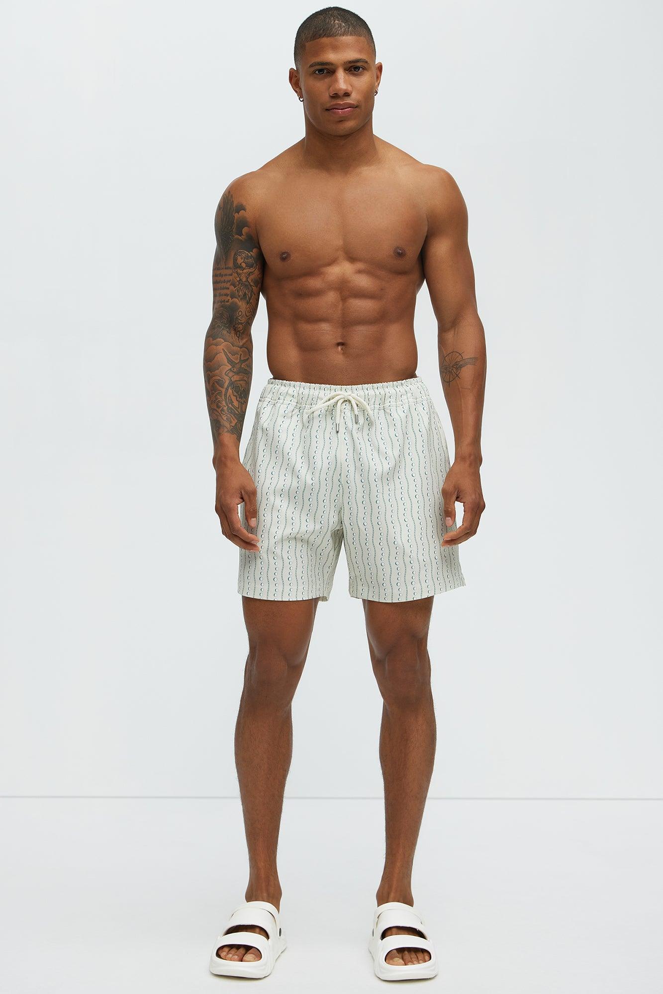 Pearl Printed Swim Mid Trunk - Cream/combo Male Product Image