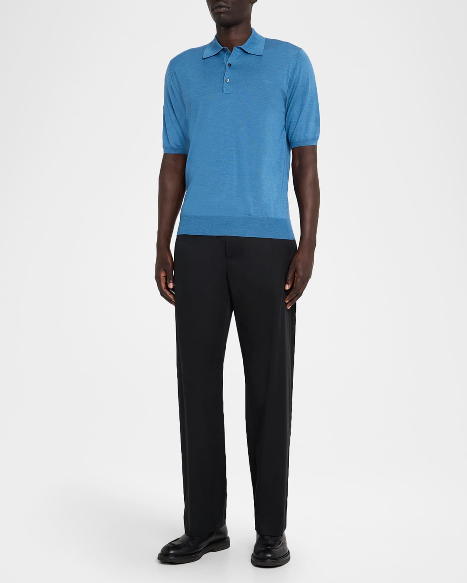 Men's Wool and Silk Short-Sleeve Polo Sweater Product Image