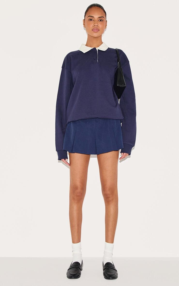 Navy Tailored Woven Box Pleated Skater Skort Product Image