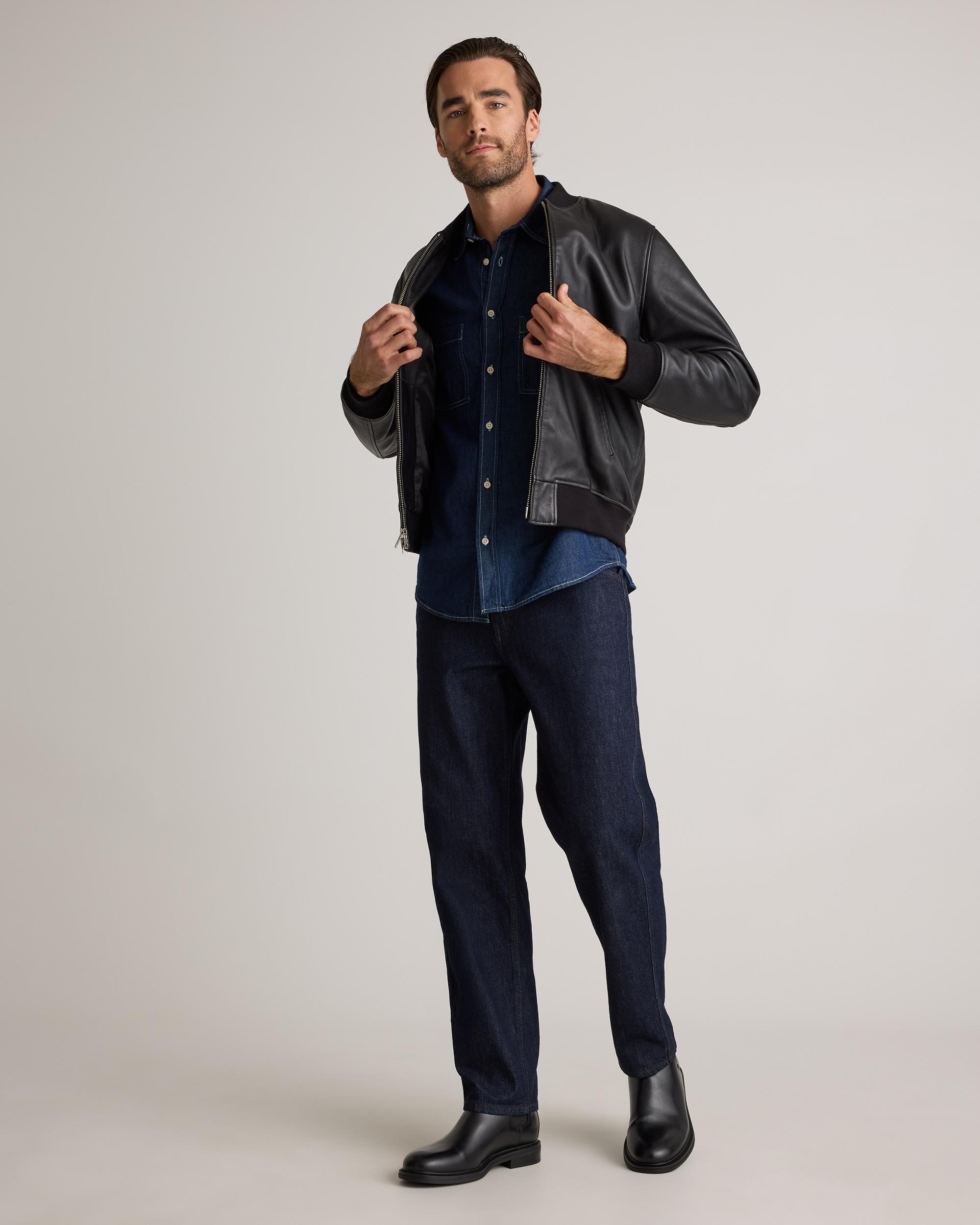 Quince | Men's 100% Washed Leather Bomber Jacket Product Image