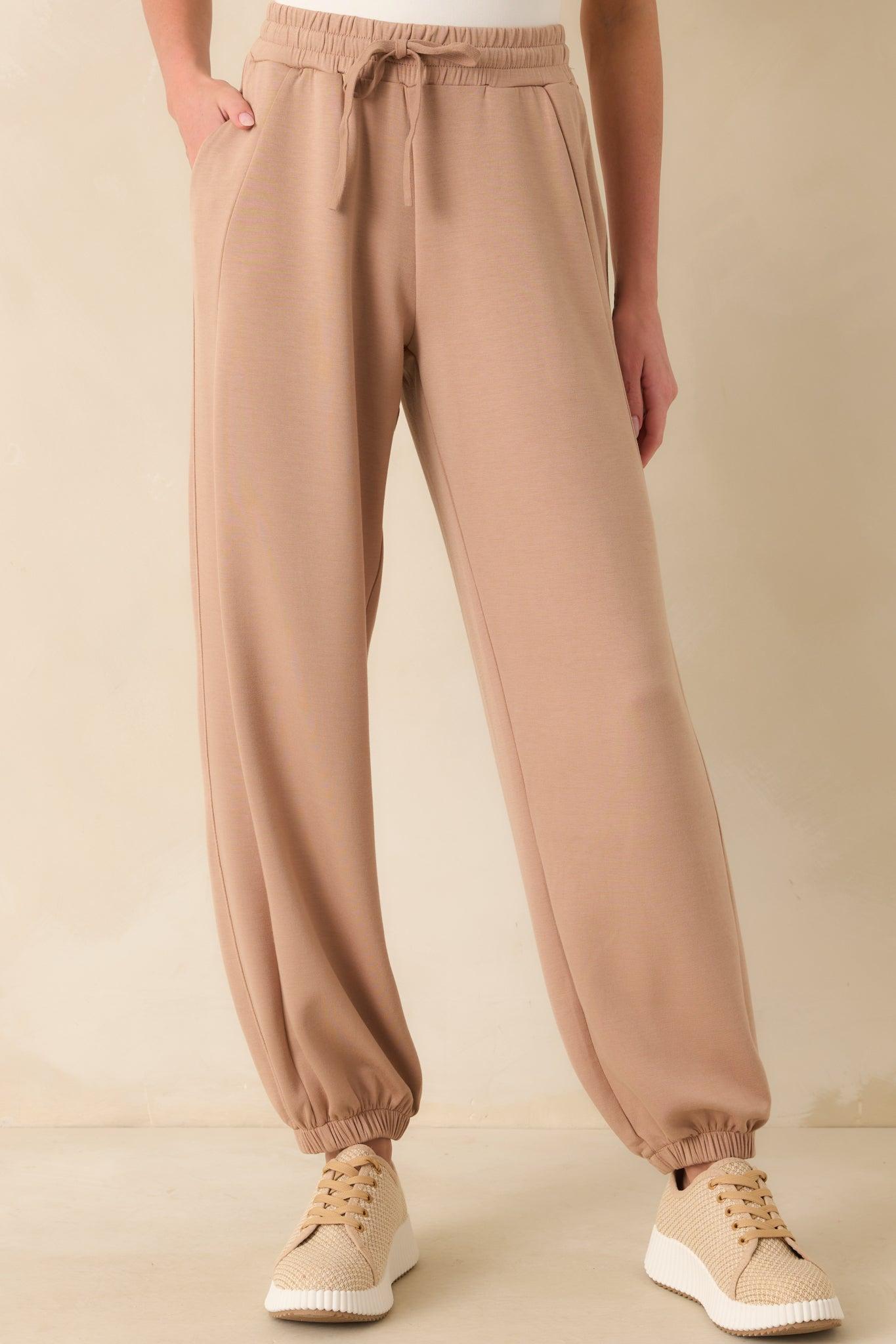 Running Errands Tan Joggers Product Image