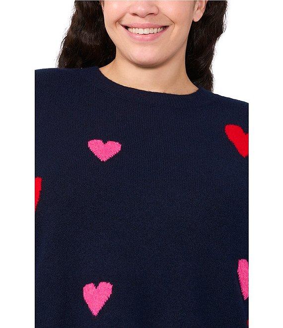 CeCe Plus Size Crew Neck Long Sleeve Heart Sweater Product Image
