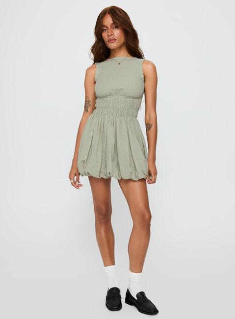 Vittoria Bubble Hem Mini Dress Sage Product Image