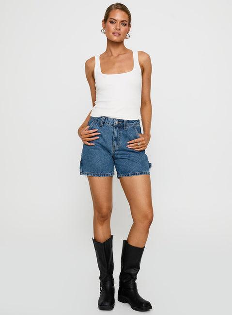 Lou Carpenter Denim Shorts Mid Wash Lower Impact Product Image