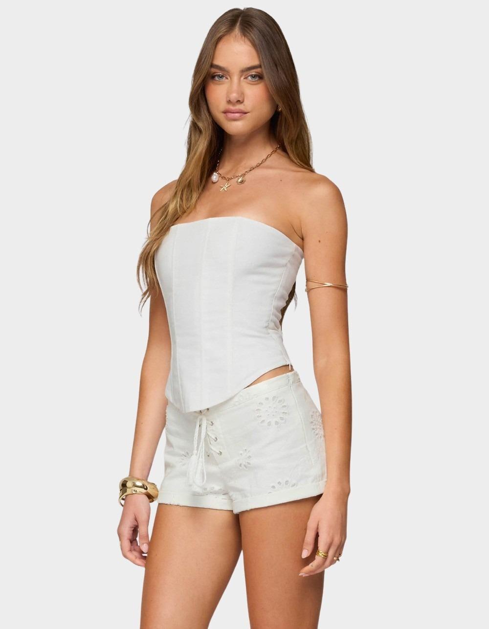EDIKTED Hadar Linen Look Corset - WHITE Product Image