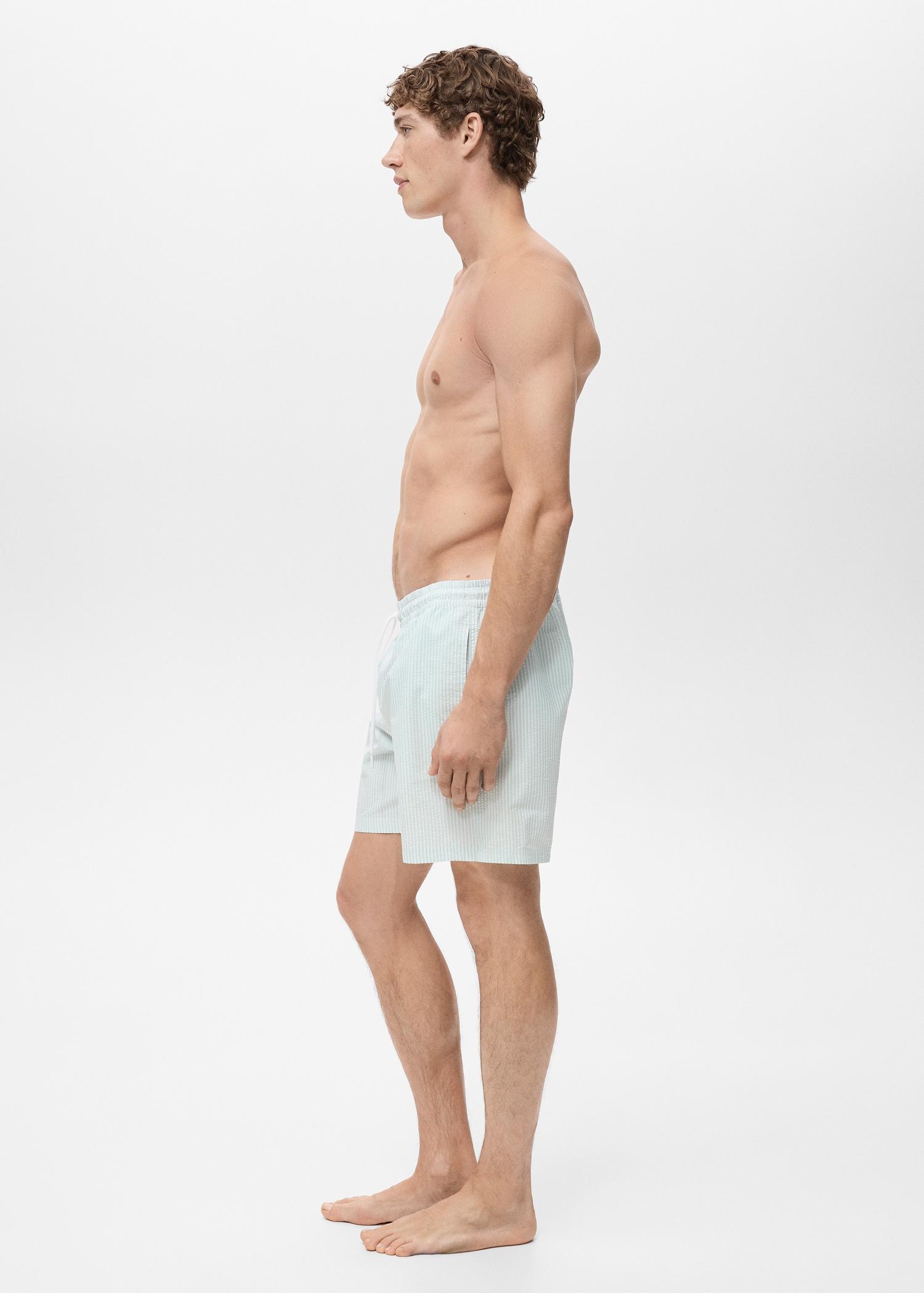 Seersucker swimming trunks - Men | MANGO USA Product Image