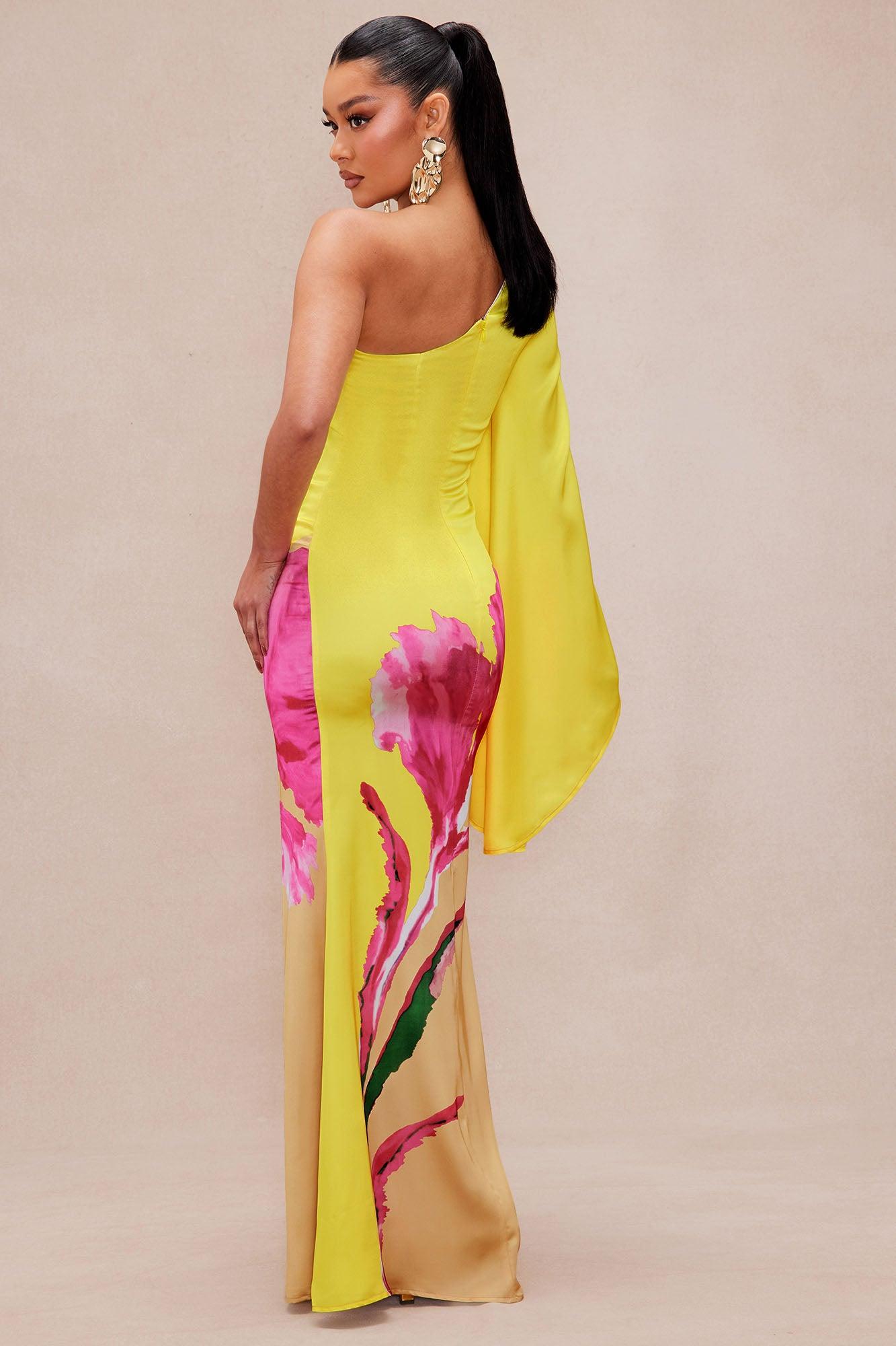Golden Hour Satin Maxi Dress - Yellow/combo Product Image