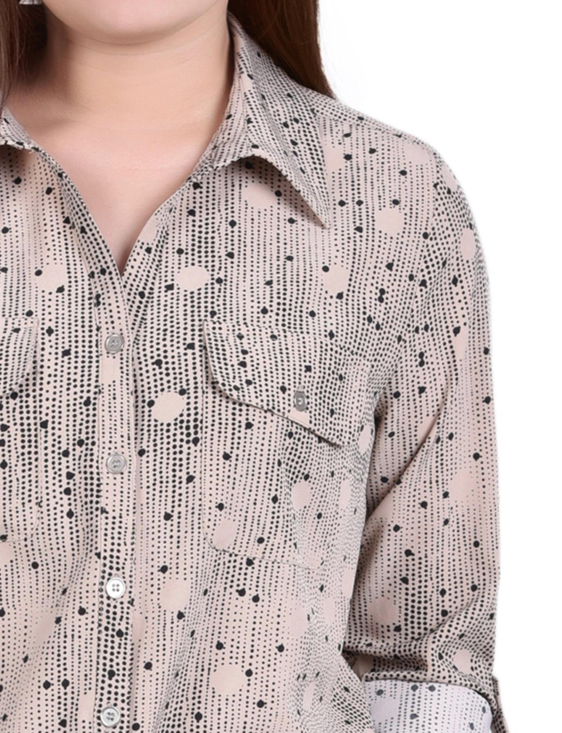 Doeskin Black Nursedot 3/4 Roll Tab Blouse With Pockets - Petite Product Image