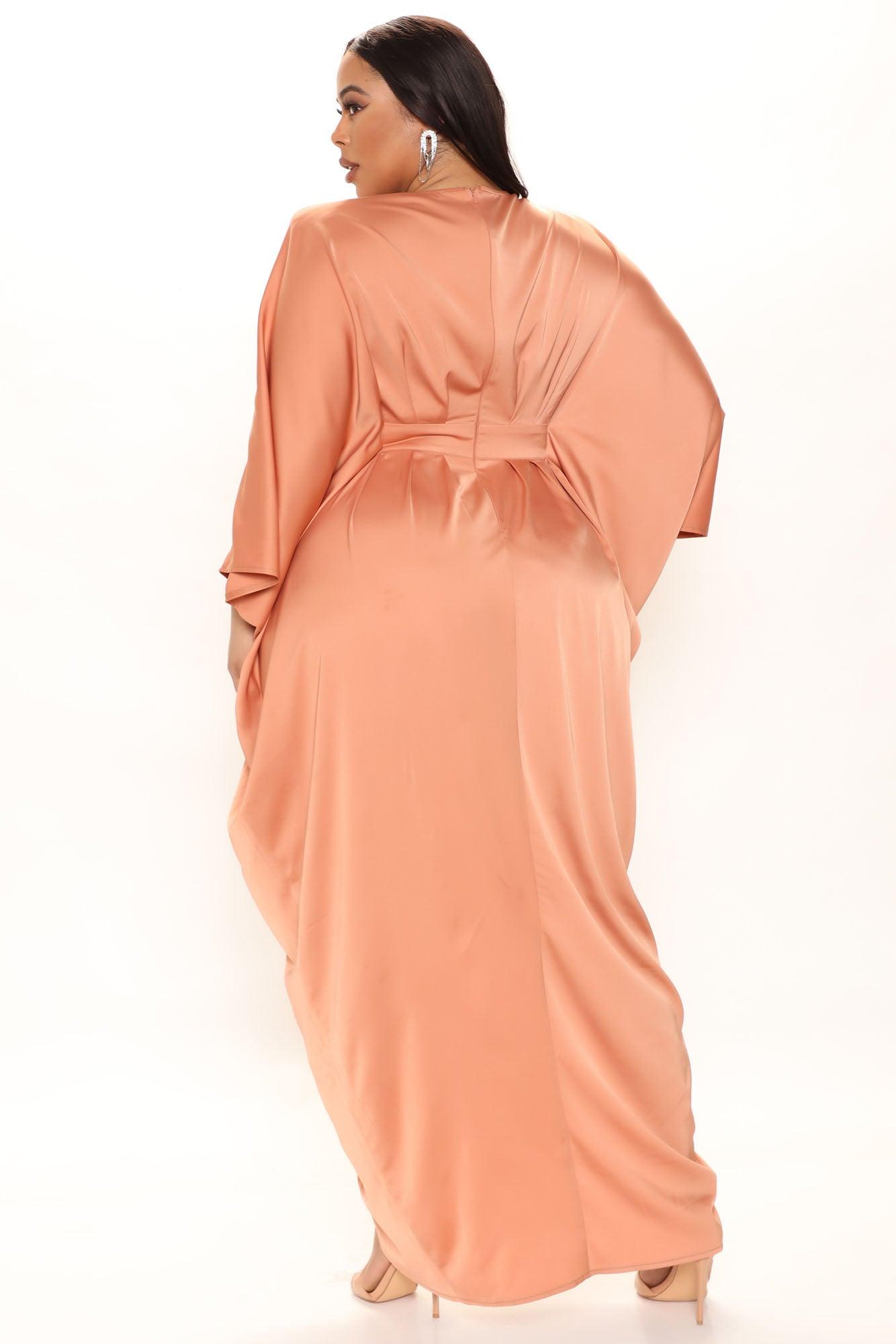 Spectacular Woman Satin Maxi Dress - Peach Product Image