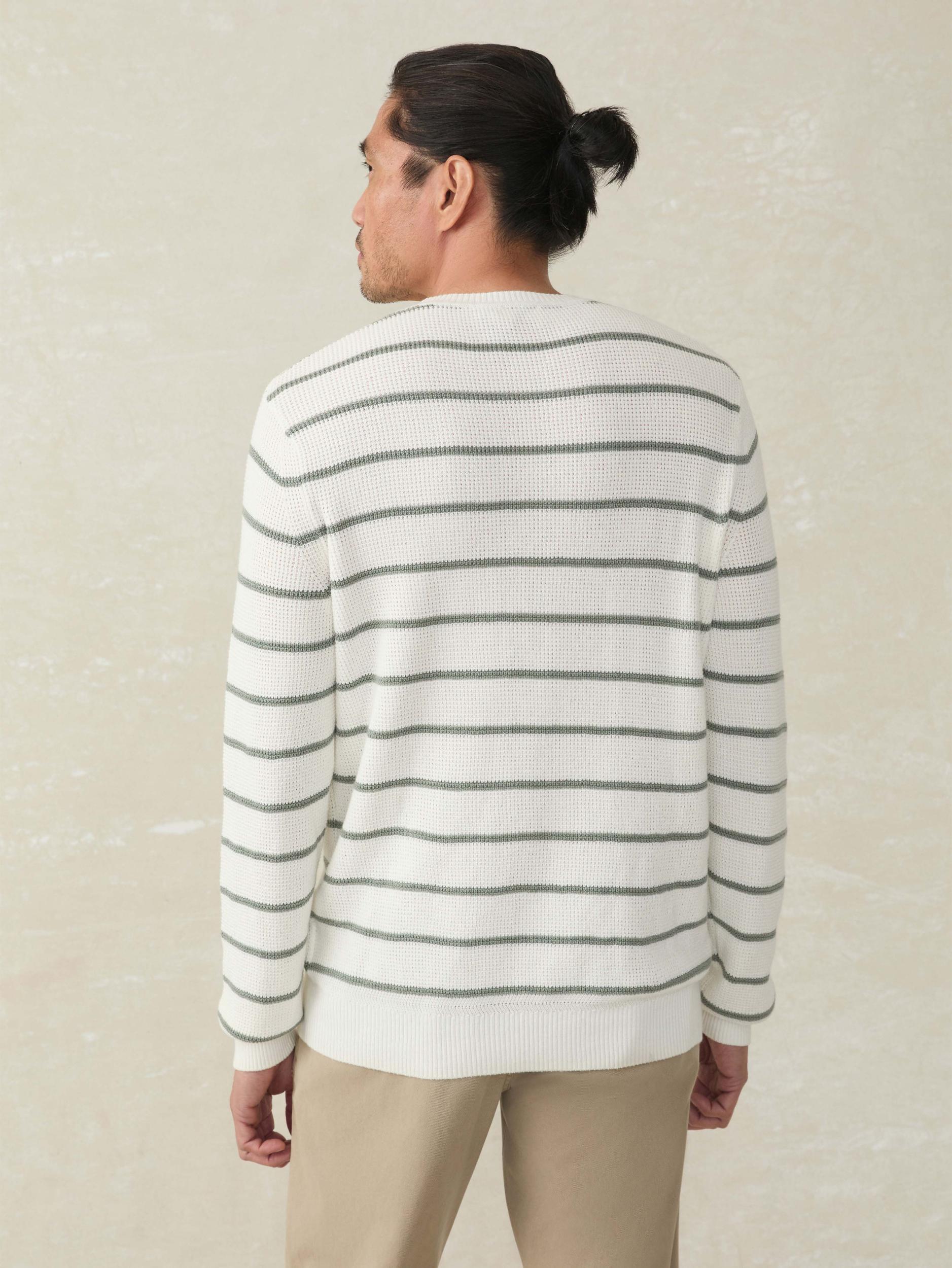 Sunwashed Crewneck Sweater - White Sage Stripe Male Product Image