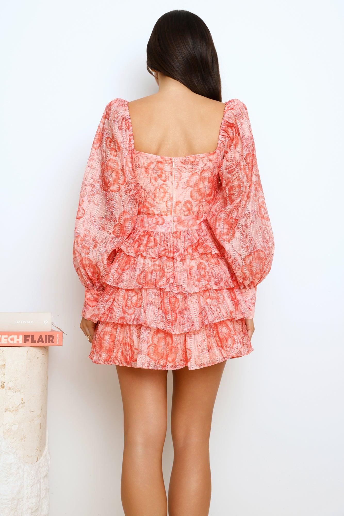 Peachy Promise Long Sleeve Mini Dress Peach Product Image