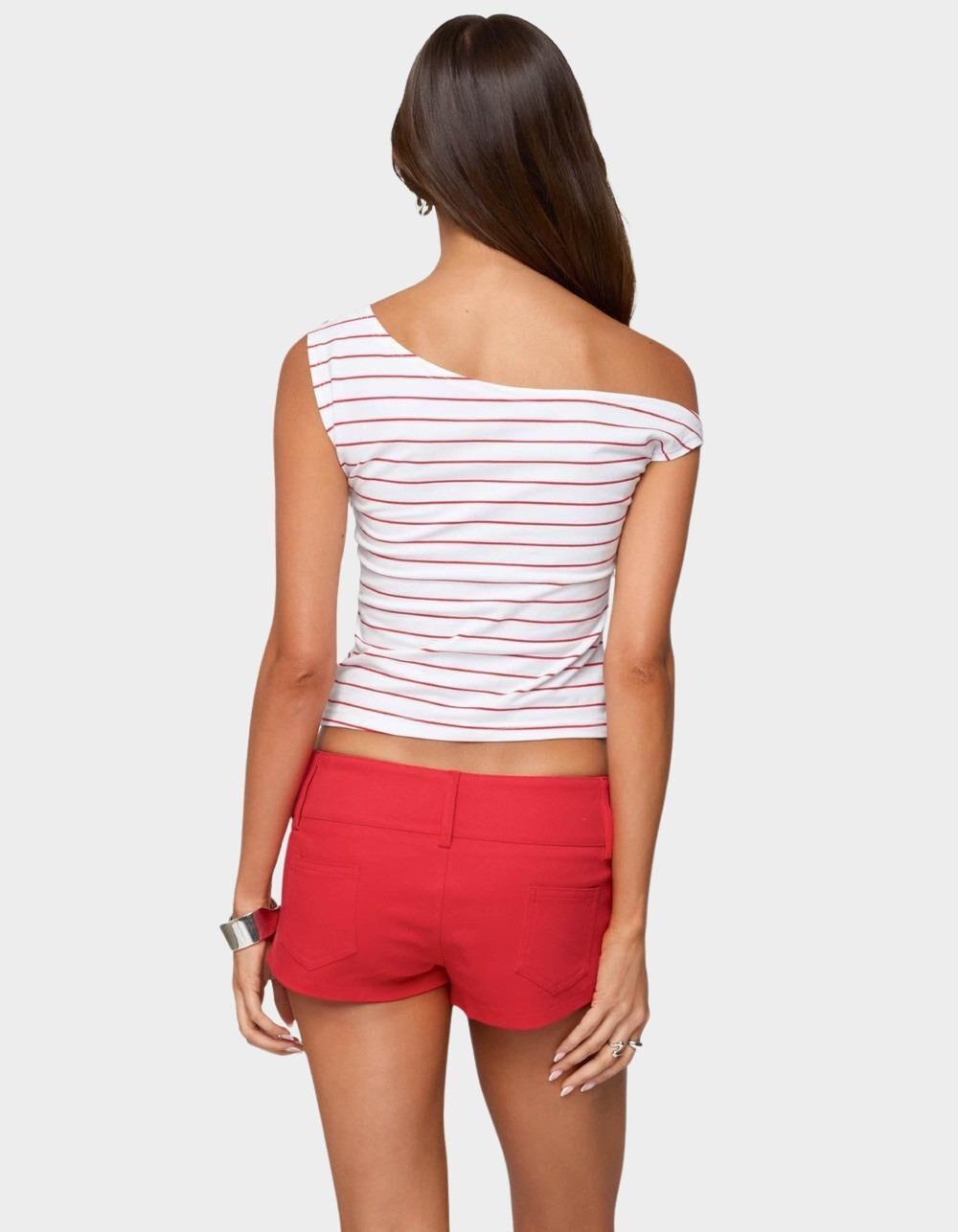 EDIKTED Keryn Striped Asymmetric Top - RED Product Image