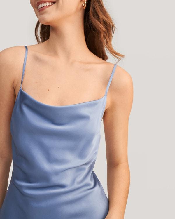 LILYSILK Silk Summer Dresses Women's Cowl Neck Romantic Azure XS Product Image