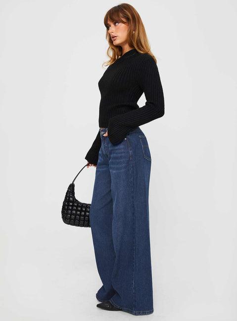 Naylor Mid Rise Wide Leg Jeans Mid Blue Denim Product Image