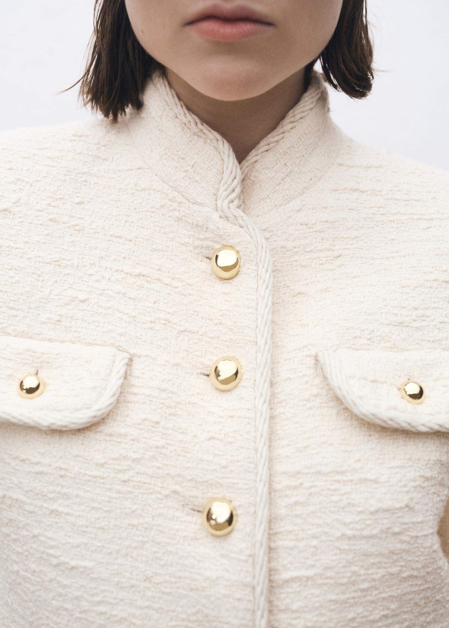 Tweed jacket with striped collar - Women | MANGO USA Product Image