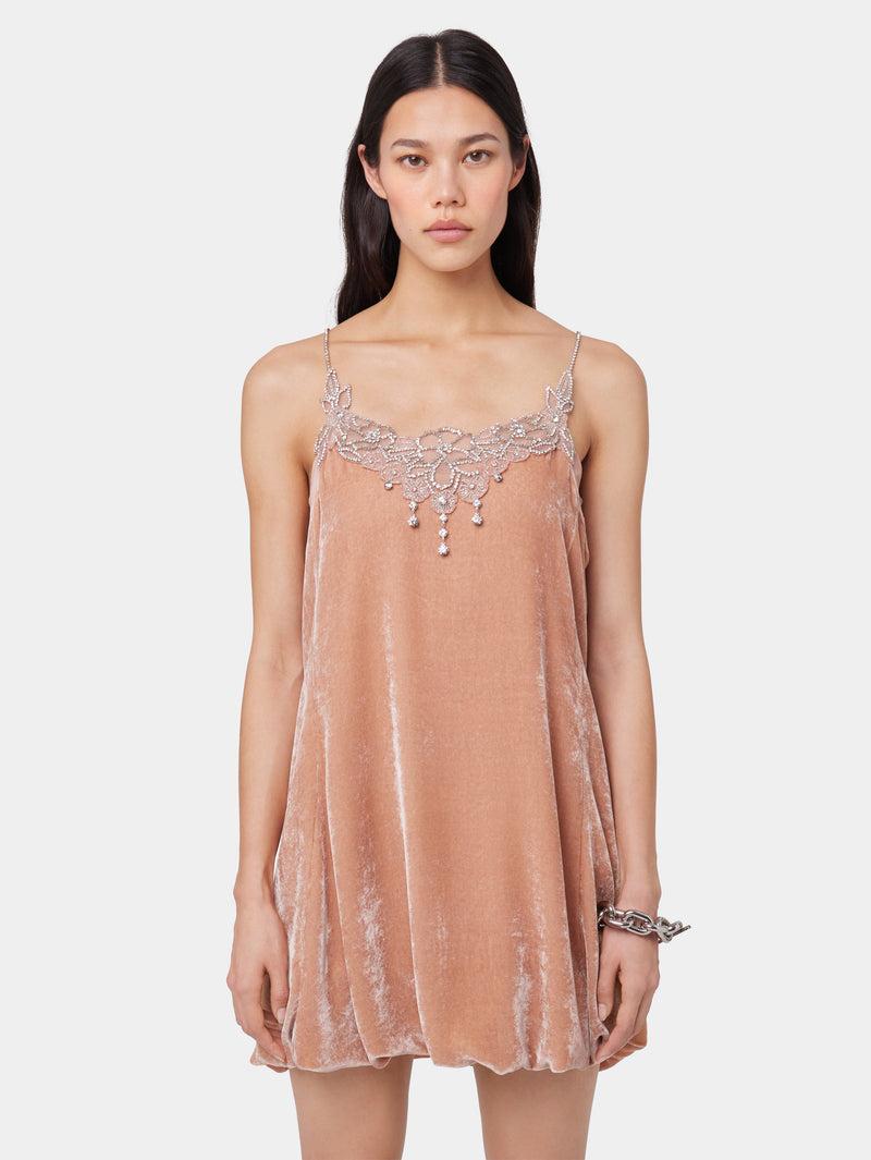 LIGHT PINK SHORT DRESS IN VELVET Product Image