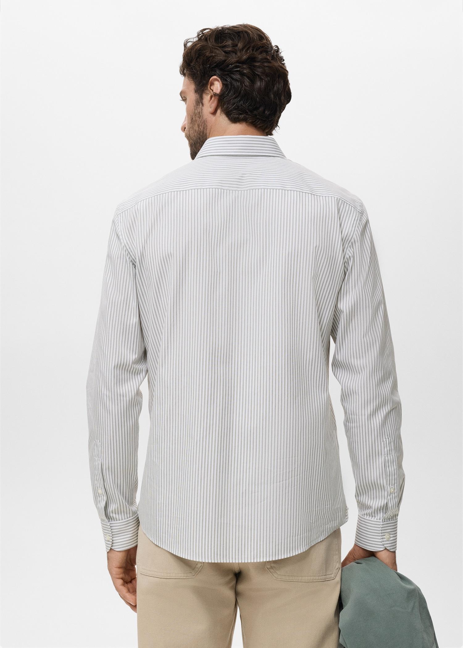 Regular fit striped cotton shirt - Men | MANGO USA Product Image