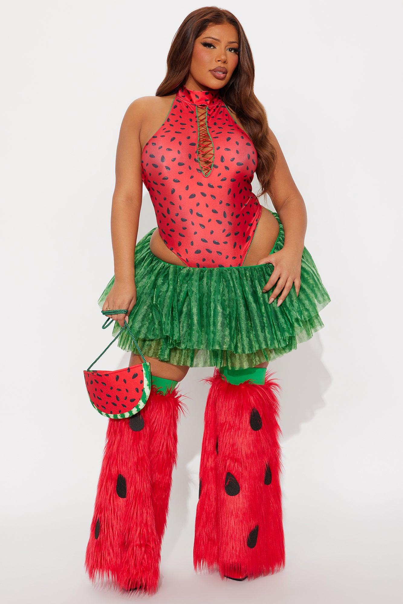 Juicy Watermelon 4 Piece Costume Set - Red/combo Female Product Image