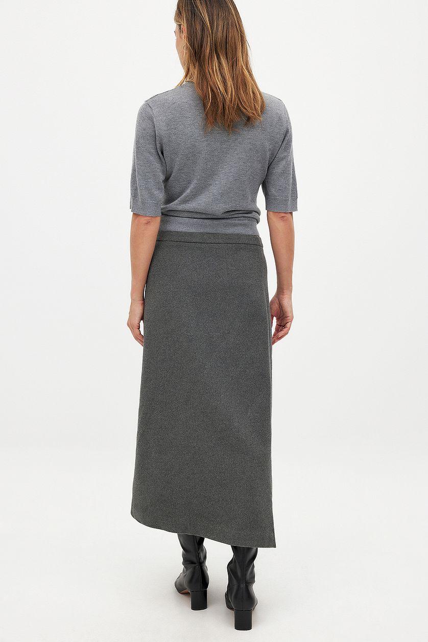 Asymmetric Buttoned Midi Skirt Product Image