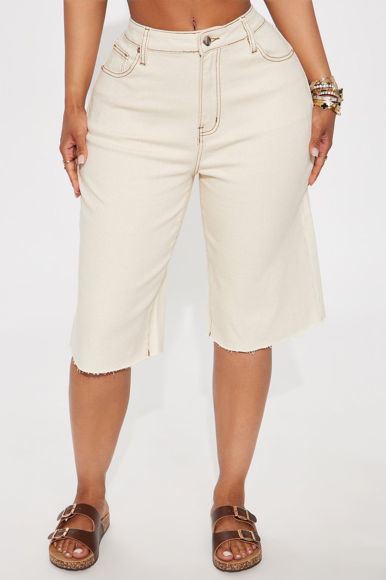 Weekend Vibes Denim Jorts - Cream Female Product Image