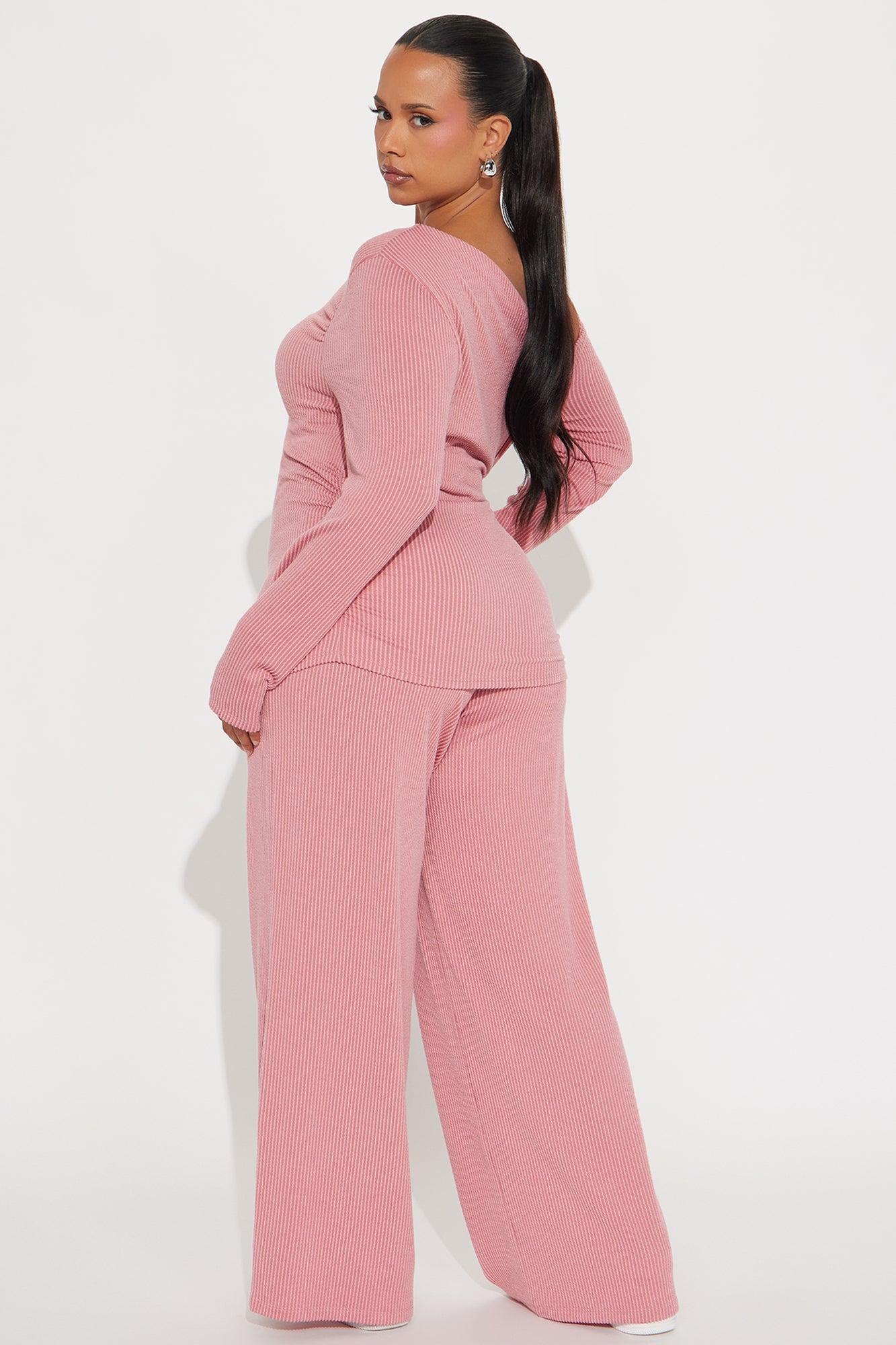 Jennifer Ribbed Pant Set - Rose Female Product Image