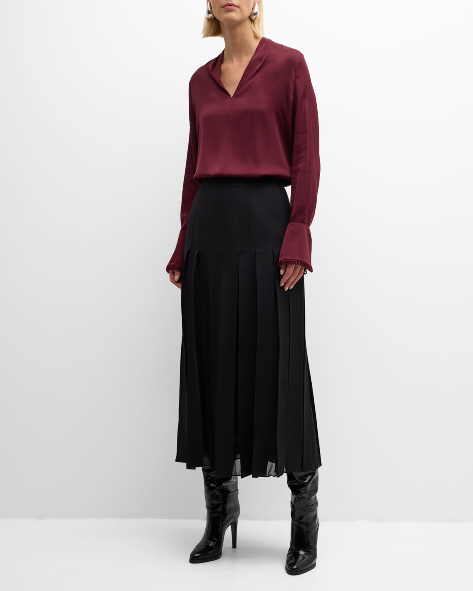 Verily Braided-Trim Silk Blouse Product Image