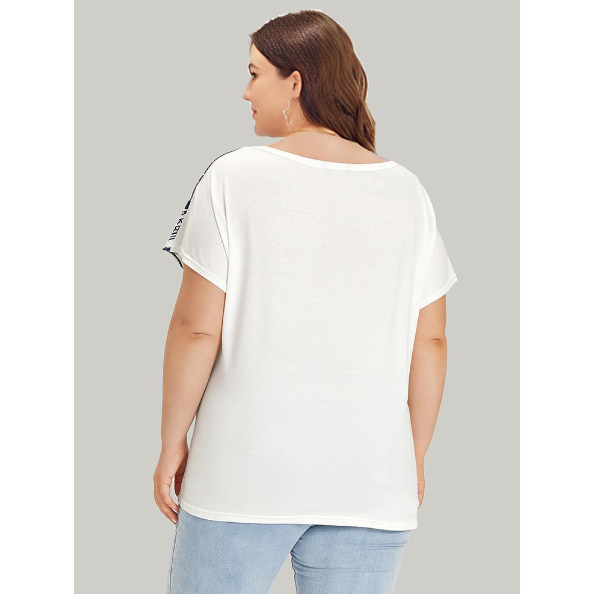 Plus Size Boho Print Batwing Sleeve Crew Neck T-shirt Multicolor Women Casual Printed Bohemian Print Round Neck Dailywear T-shirts BloomChic 14-16/1X Product Image