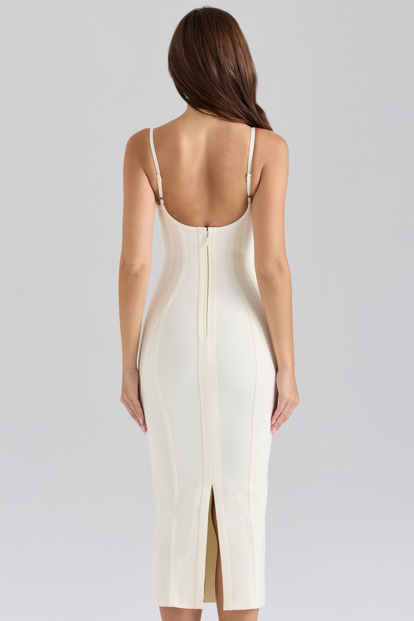The Hourglass  ivory midi bandage dress Product Image