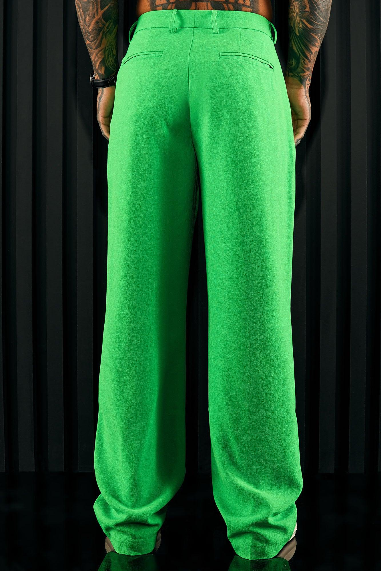 Golden Hour Pleated Loose Trousers - Green Product Image
