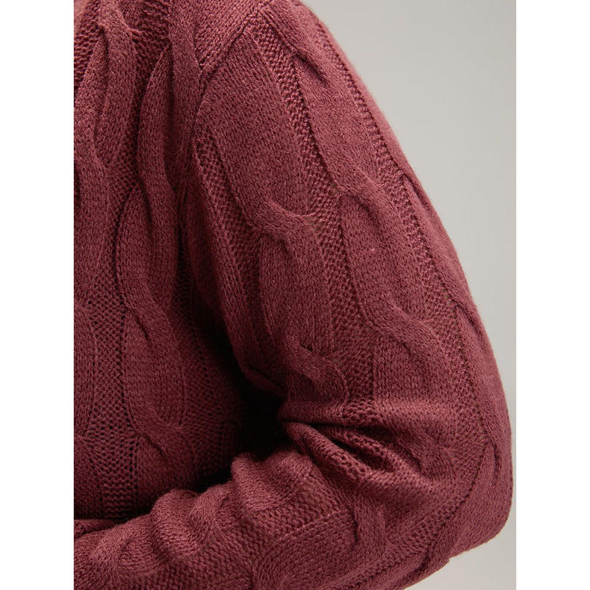 Plus Size Cable Knit Open Front Pocket Cardigan Scarlet Women Casual Loose Long Sleeve Everyday Cardigans BloomChic 10/M Product Image