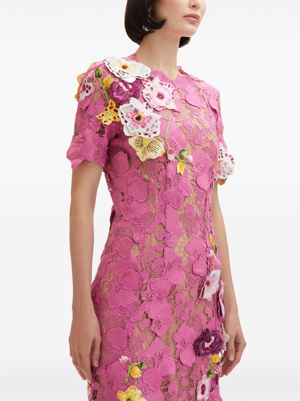 Orchid embroidered guipure gown Product Image