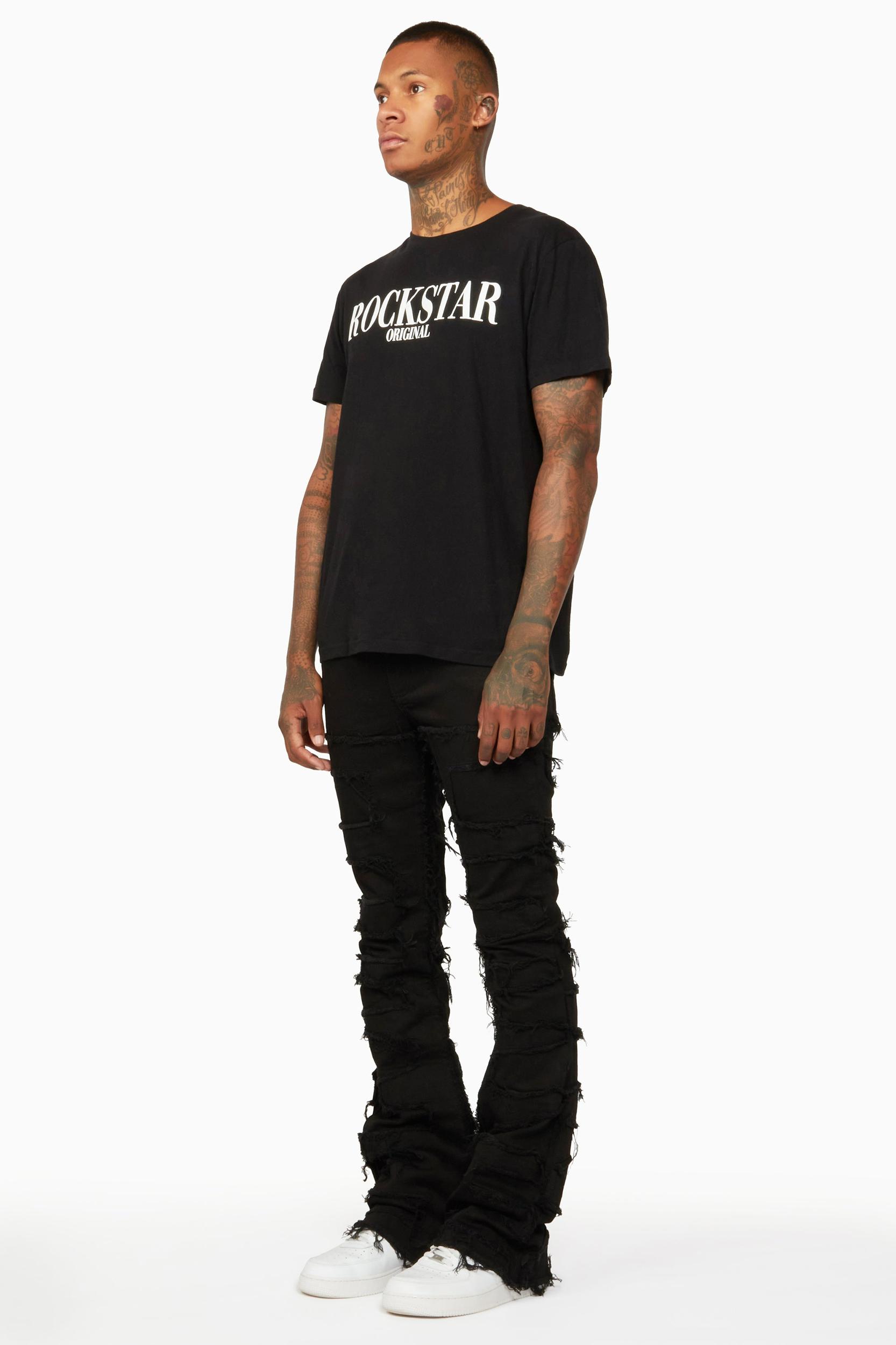 Shake Black Stacked Flare Jean Male Product Image