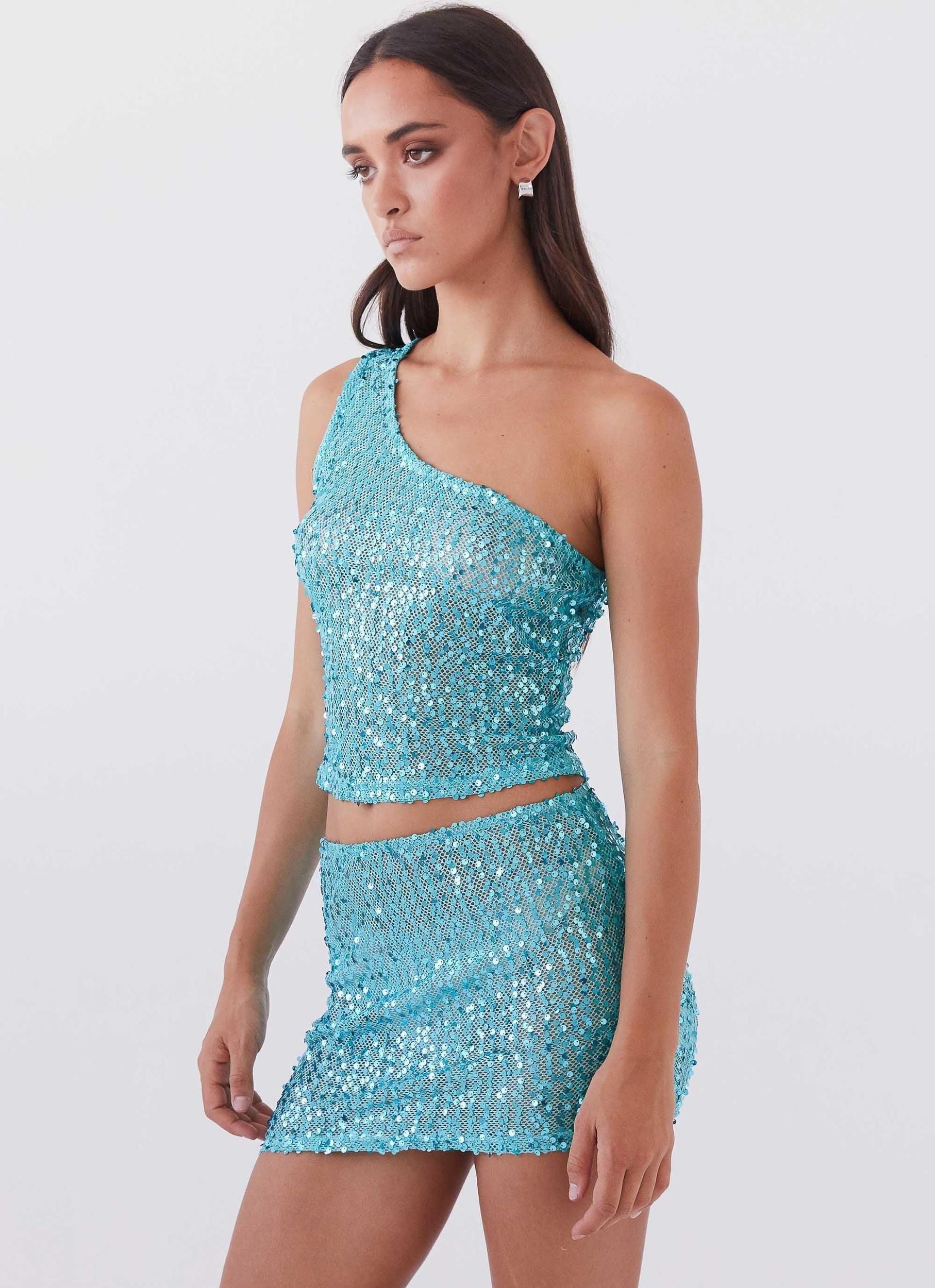 Neon Nights Sequin Mini Skirt - Crystal Product Image