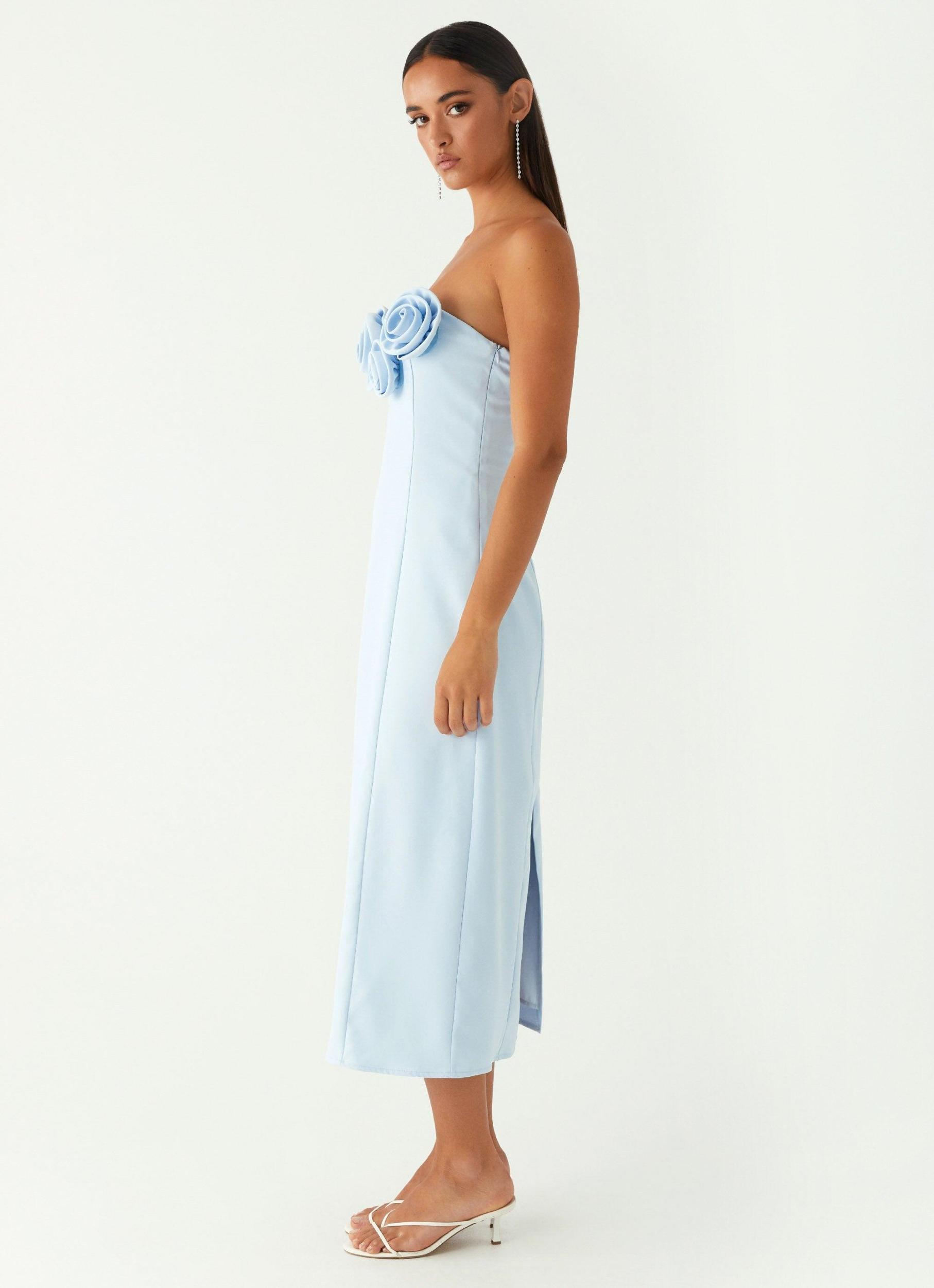 Patsie Strapless Midi Dress - Blue Product Image