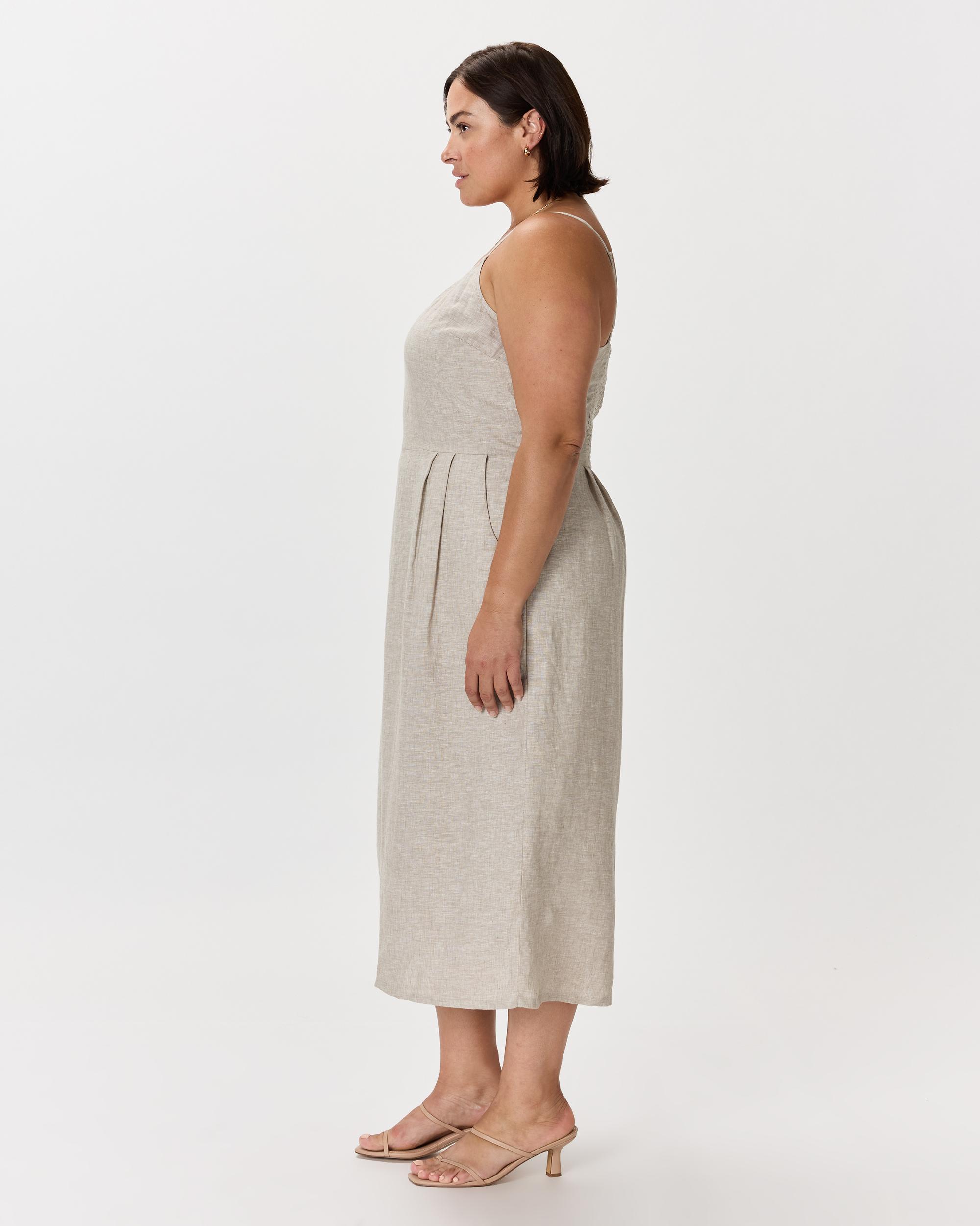 Quince | Women's 100% European Linen Scoop Neck Midi Dress Product Image