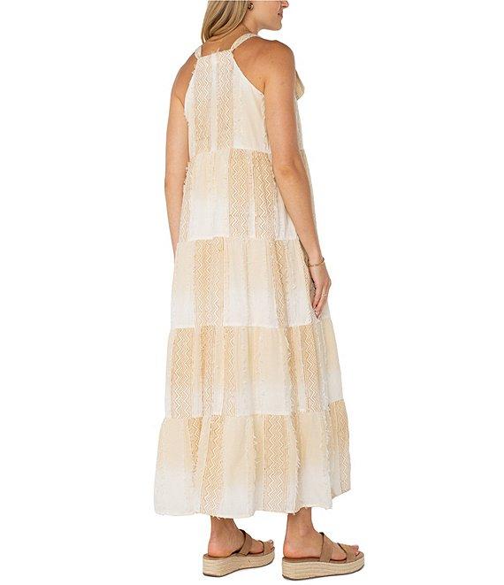 Liverpool Los Angeles Woven Scoop Neck Sleeveless Adjustable Straps Maxi Shift Dress Product Image