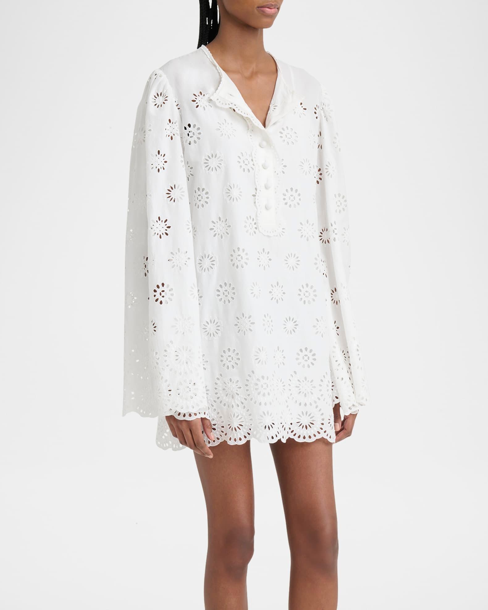 Scalloped Eyelet-Embroidered Mini Shift Dress Product Image