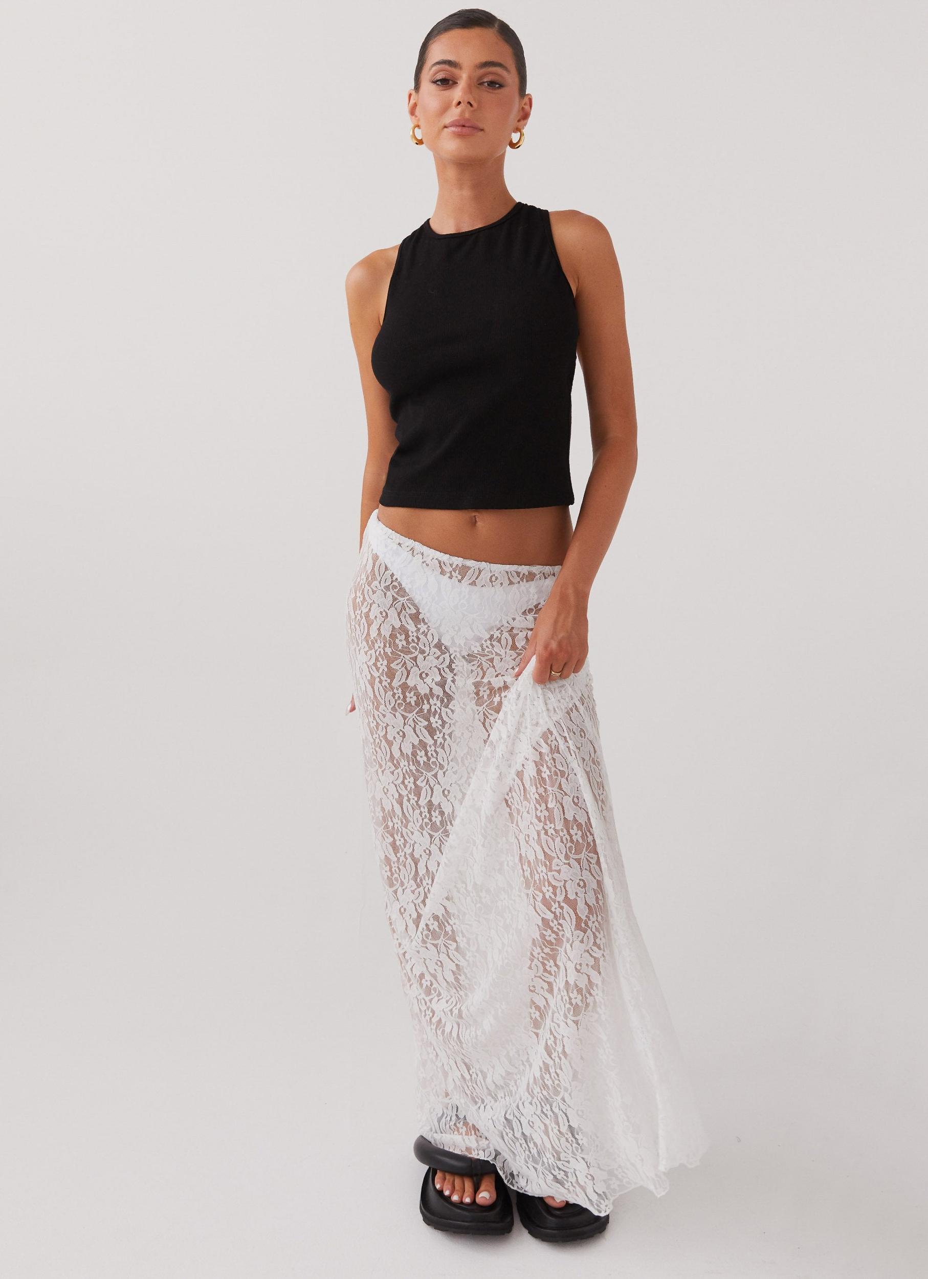 Sugar Sweet Lace Maxi Skirt - White Product Image