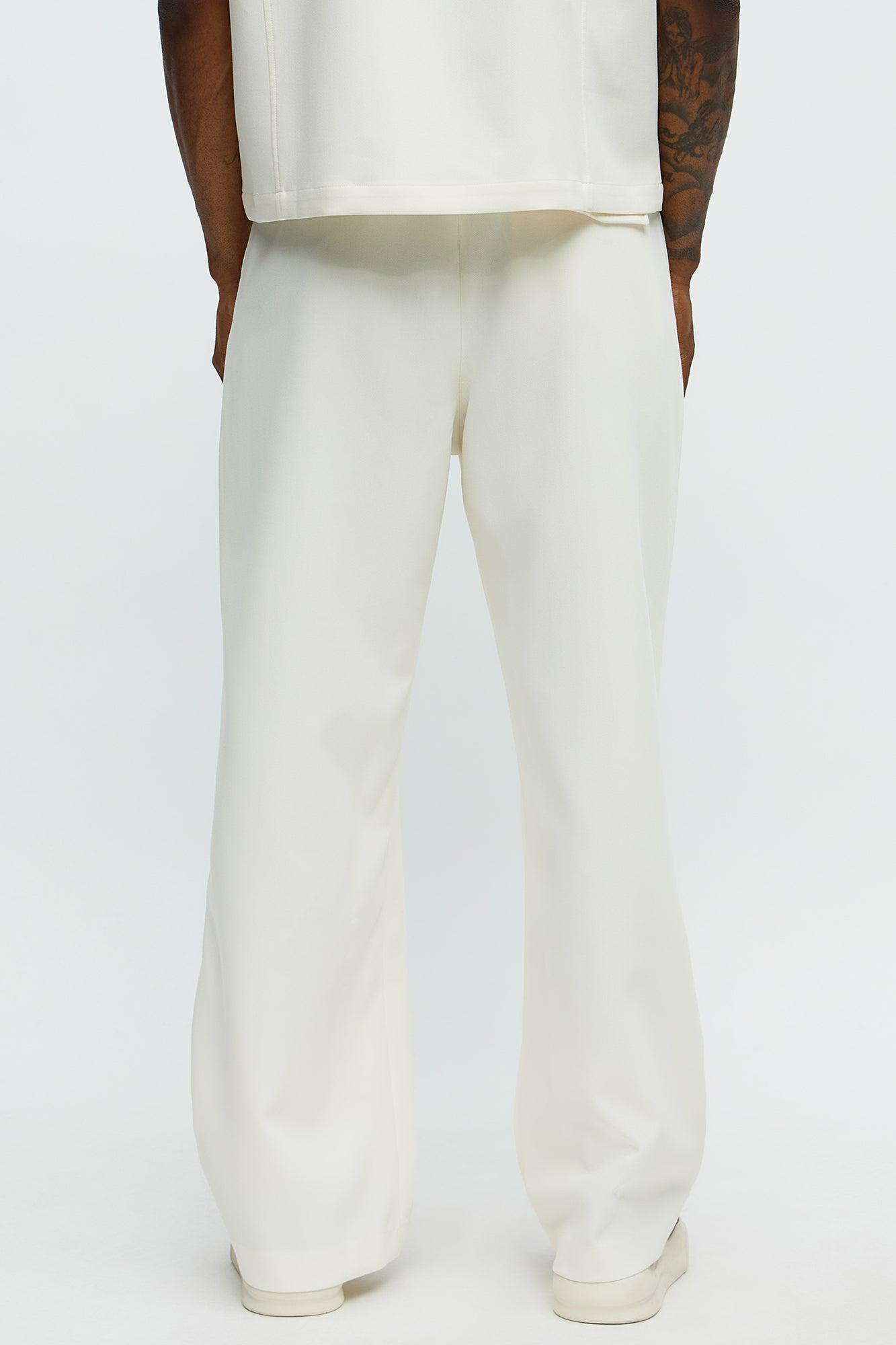 Ronan High Waisted Pleated Trousers - Cream Male Product Image