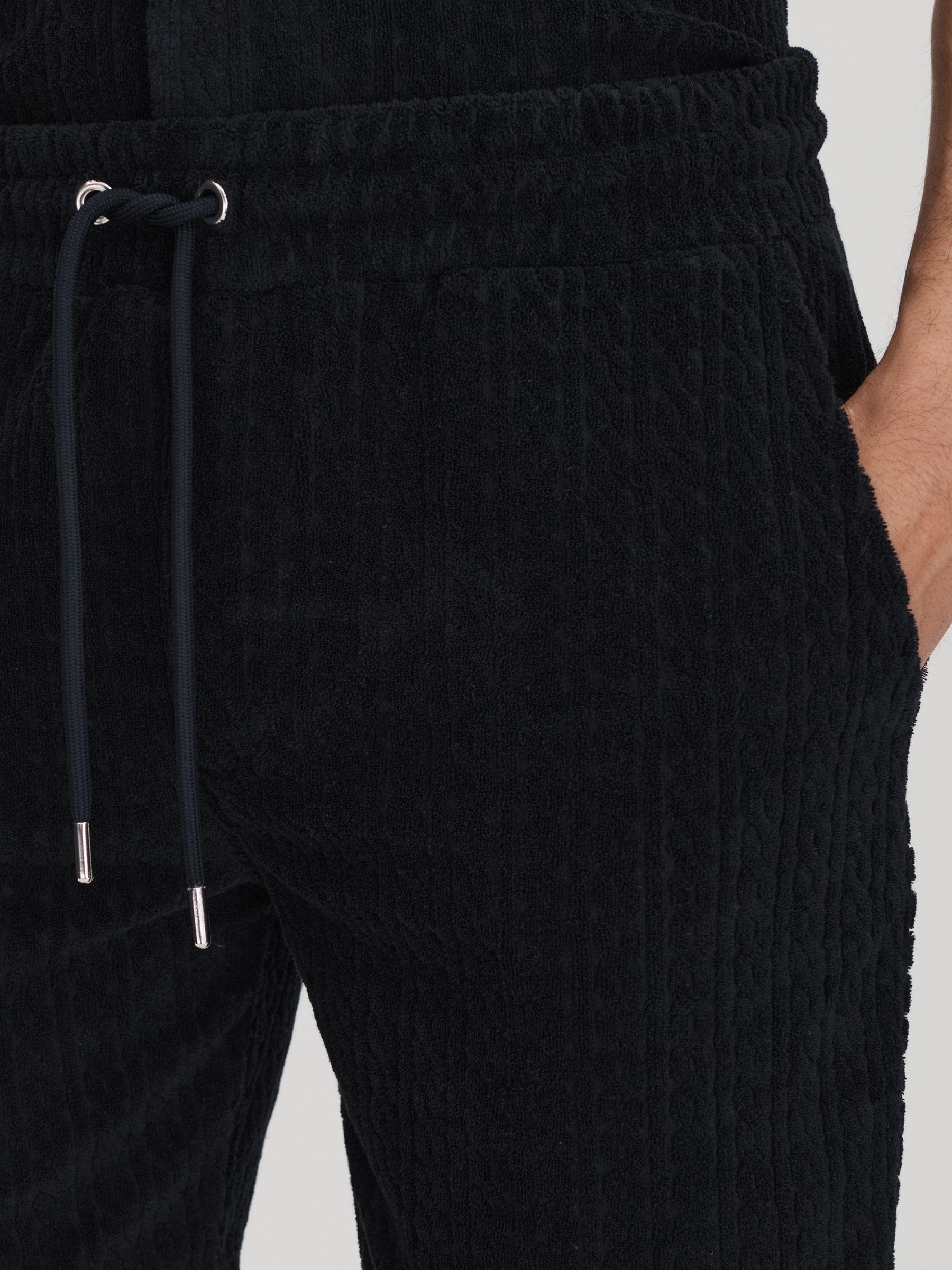 Towelling Drawstring Shorts in Navy Product Image