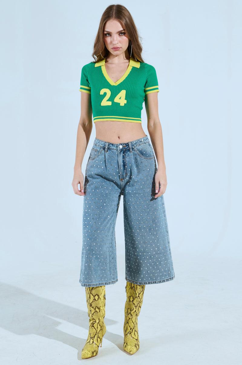 PRETTY ELITE CROPPED COLLARED SWEATER Product Image