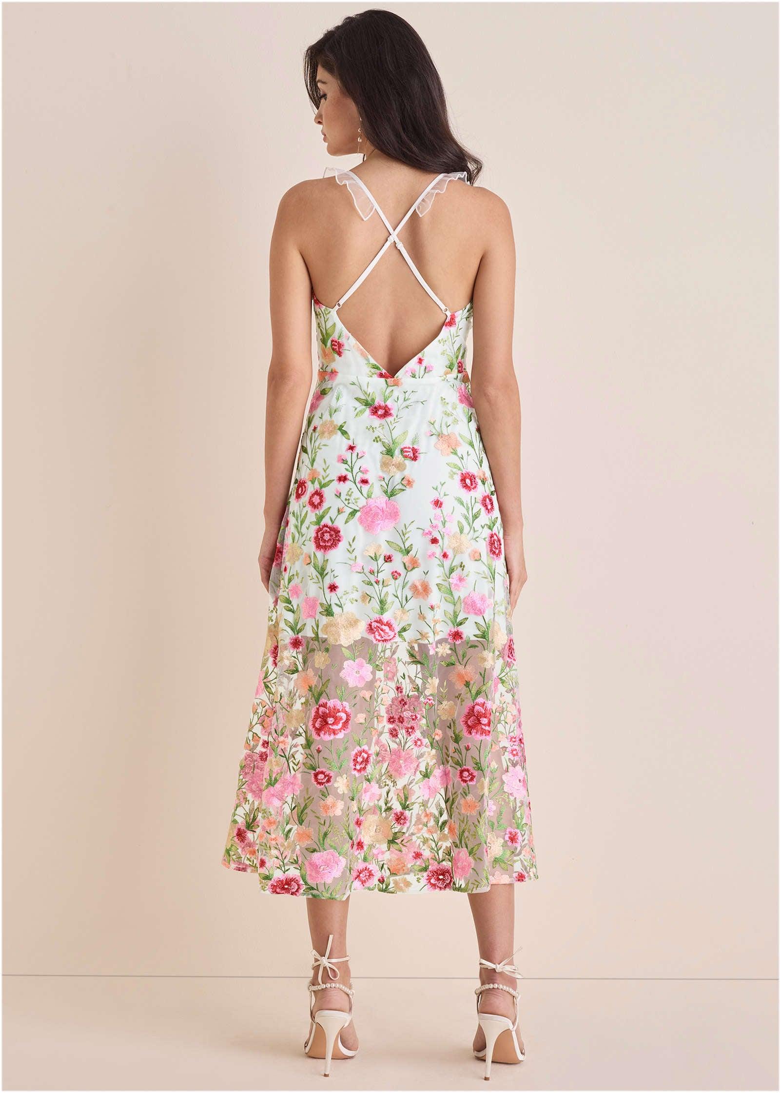 Sheer Embroidered Maxi  - White Multi Product Image